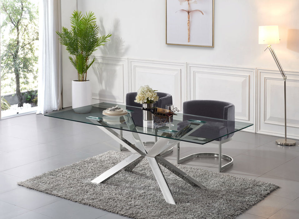 Juno - Dining Table - Pearl Silver - Glass