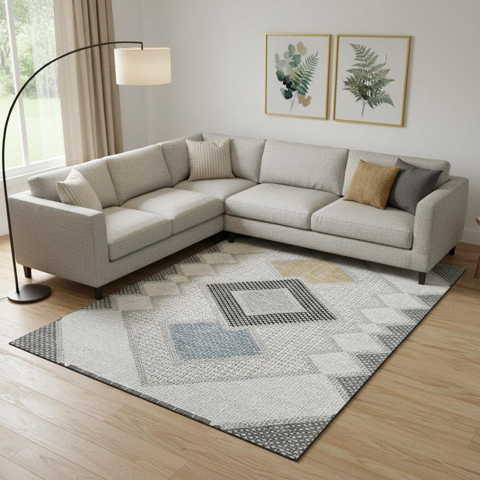 10' X 14' Geometric Washable Area Rug With UV Protection (718304) - Gray / Charcoal