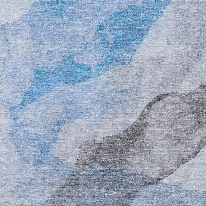 10' X 14' Abstract Washable Area Rug With UV Protection (718187) - Sky Blue / Gray