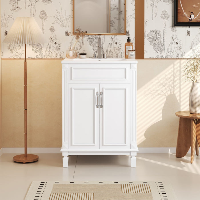 Giga bathroom vanity with top sink and two soft-closing cabinet doors, modern design for stylish bathroom storage
