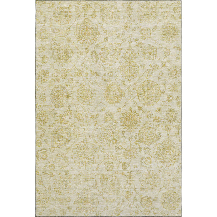 10' X 14' Damask Washable Area Rug With UV Protection (705131) - Gold / Beige