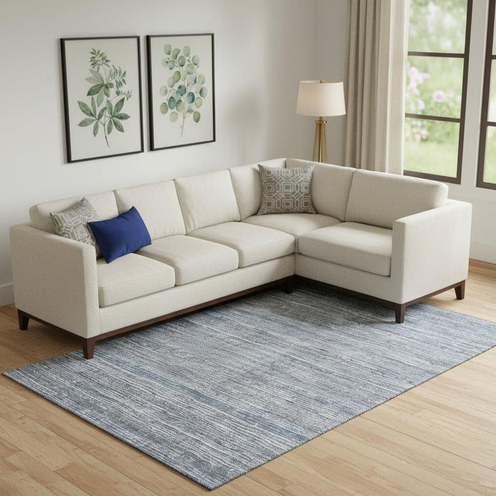 10' X 14' Striped Washable Area Rug With UV Protection (705605) - Sky Blue / Gray