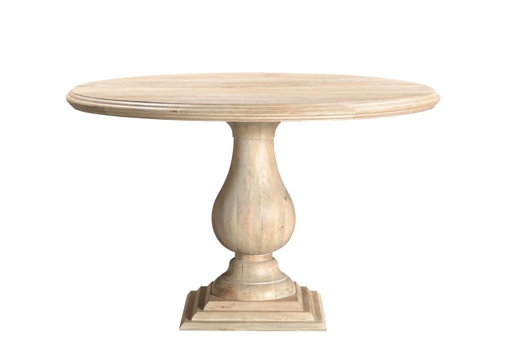 48" Solid Wood Pedestal Base Round Top Dining Room Table - Natural