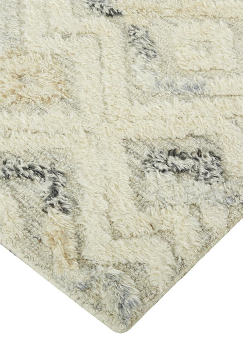 12' x 15' Wool Geometric Tufted Handmade Area Rug - Ivory Gray And Black