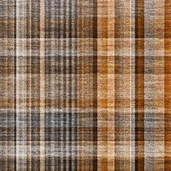 9' X 12' Plaid Washable Area Rug With UV Protection (648315) - Terra Cotta / Gray