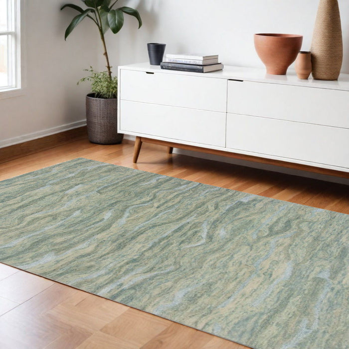9' x 12' Contemporary Wool Hand Tufted Area Rug - Blue And Beige