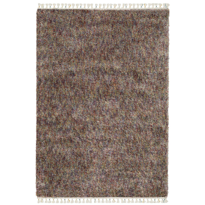 7' X 10' Abstract Shag Area Rug With Fringe - Orange