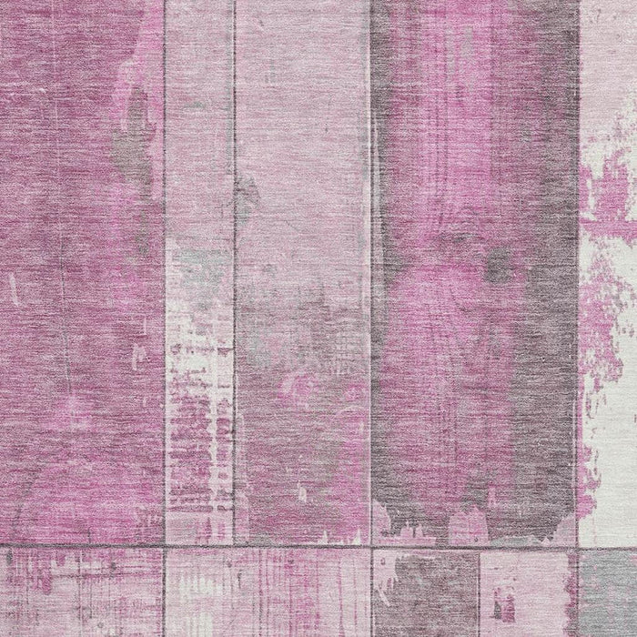 10' X 14' Geometric Washable Area Rug With UV Protection (706553) - Pink / Gray