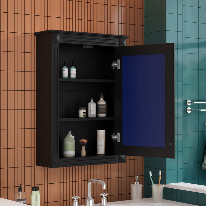Giga wall-mounted bathroom medicine cabinet with mirror, over toilet storage, featuring sleek design and reflective surface