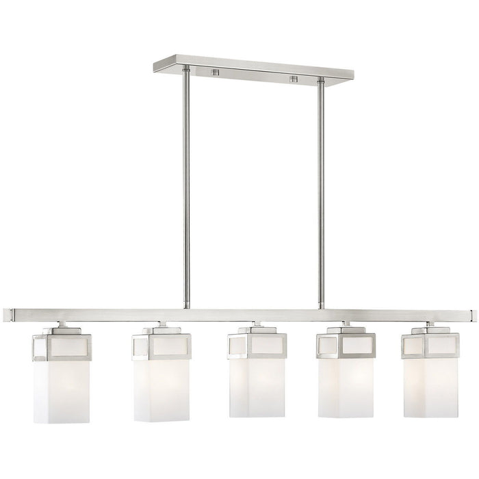 10" Five Light Dimmable Chandelier With Shades - Nickel