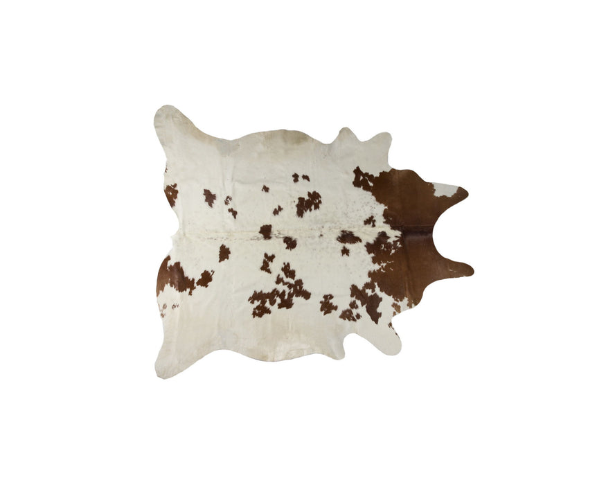 5' x 7' Hand Knotted Cowhide Area Rug - Brown And White