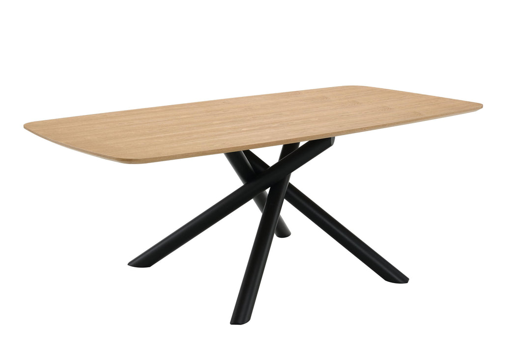 Wood Iron Cross Leg Base Dining Table - Natural / Black