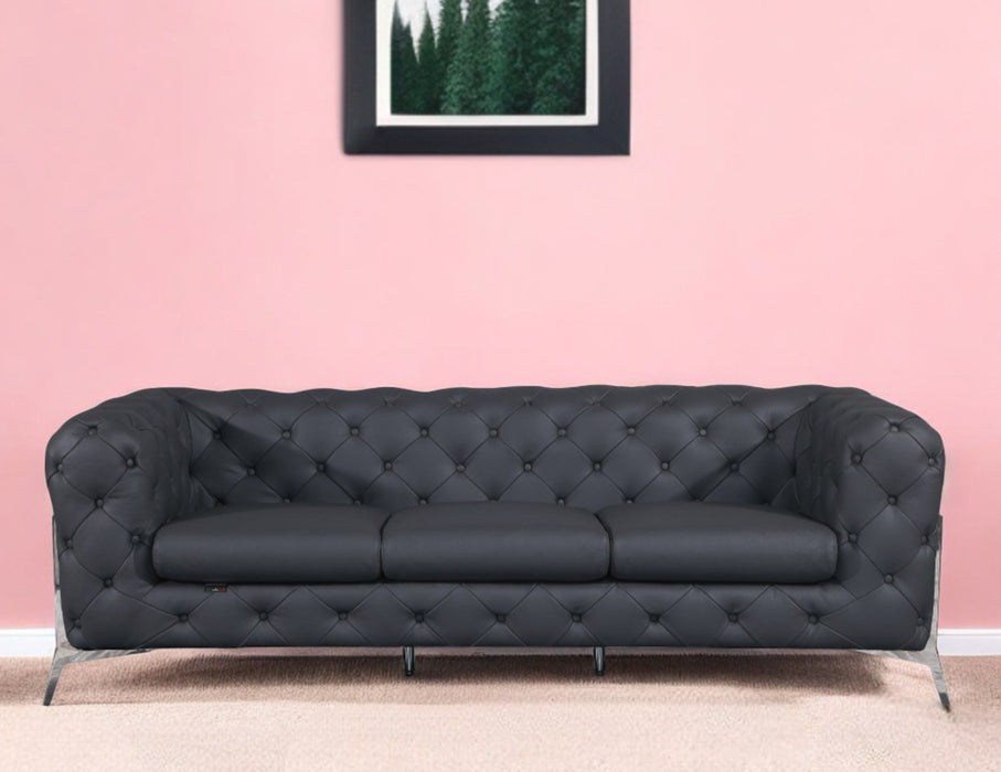 Italian Leather Sofa - Gray