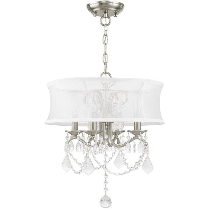 18" Four Light Dimmable Chandelier With Shades - Nickel