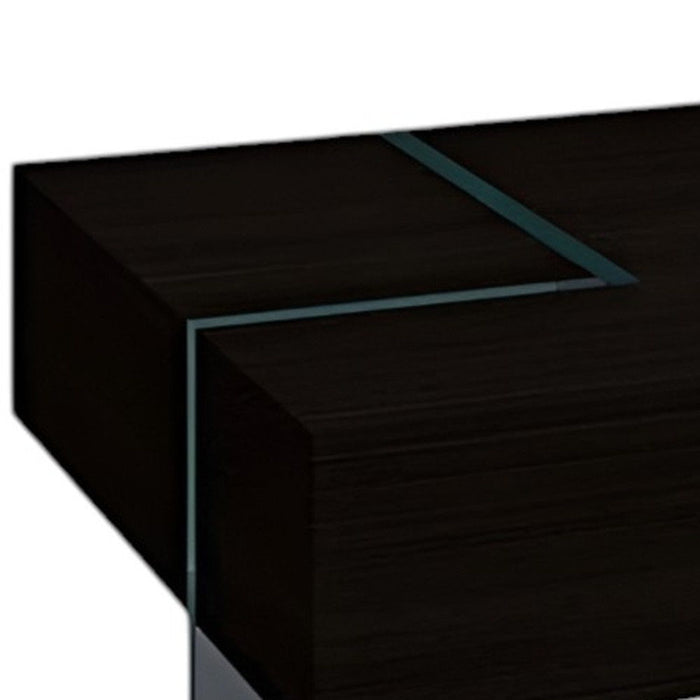 53" Clear Wood And Glass Sled Coffee Table - Espresso