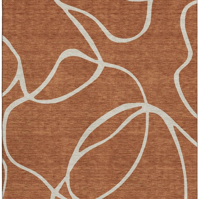 10' X 14' Abstract Washable Area Rug With UV Protection (678670) - Rust / Beige