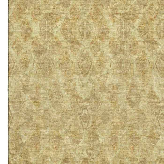 10' X 14' Diamond Washable Area Rug With UV Protection (652623) - Gold / Beige