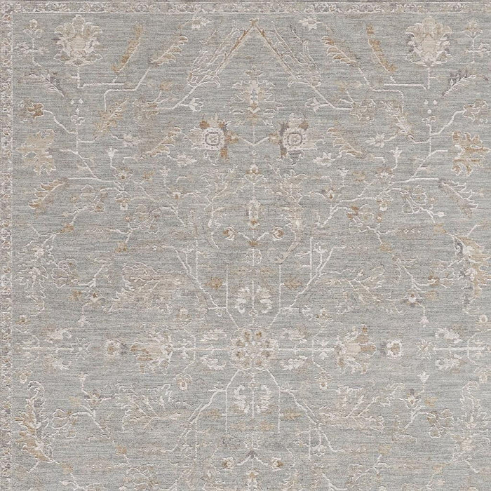 8' X 10' Floral Power Loom Distressed Area Rug With Fringe - Blue