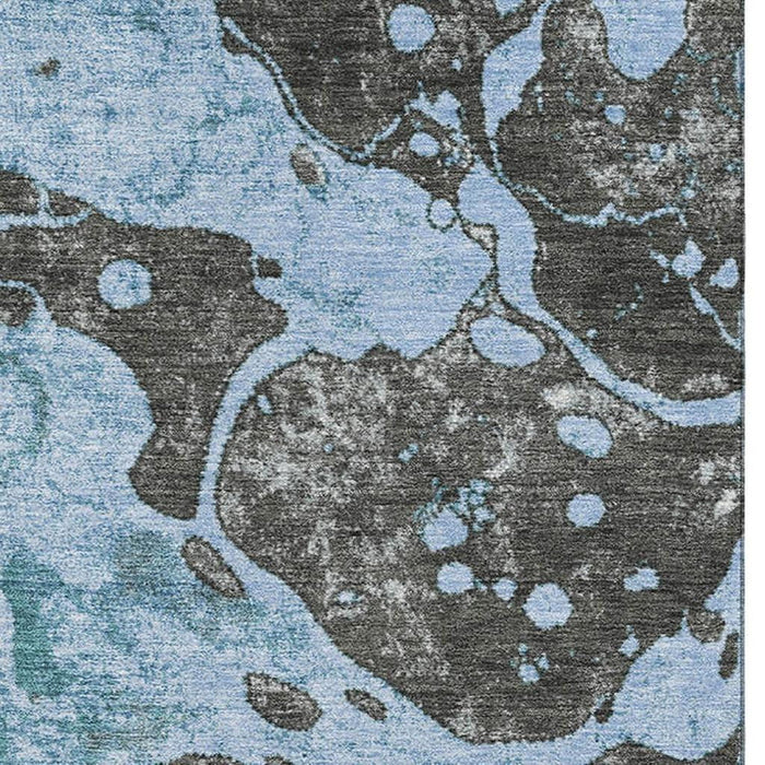 10' X 14' Abstract Washable Area Rug With UV Protection (707767) - Blue / Gray / Ivory