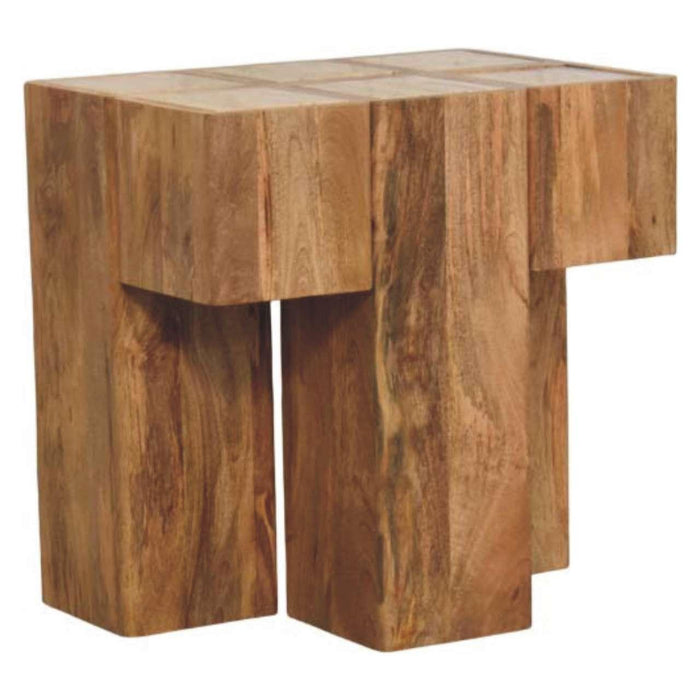 Marble Block End Table - Oak