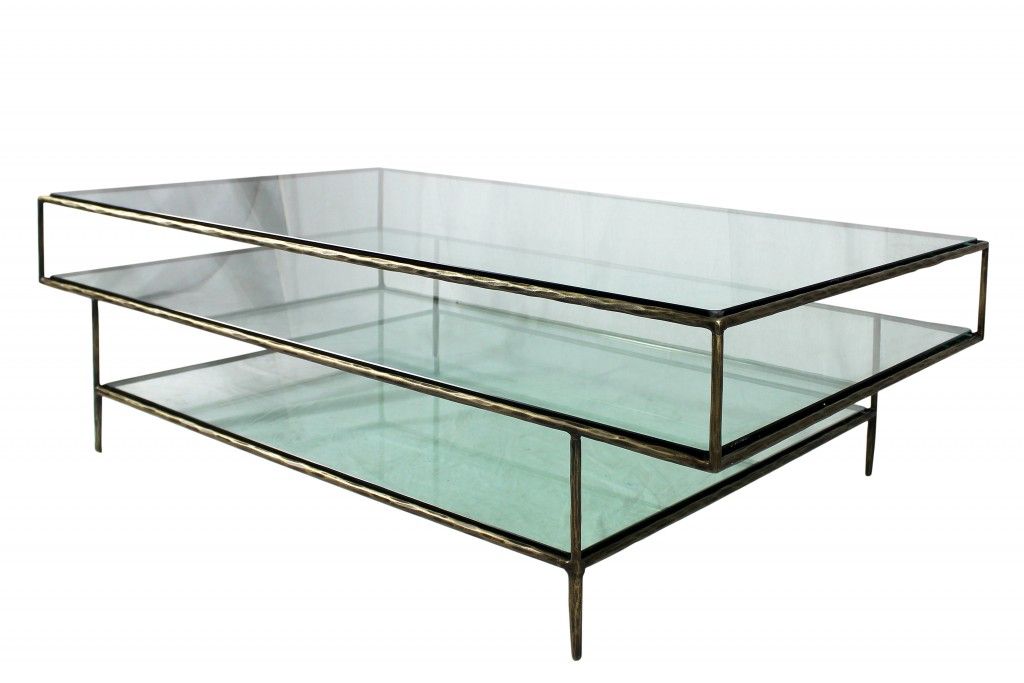 Clear Glass Triple Layered Coffee Table - Black