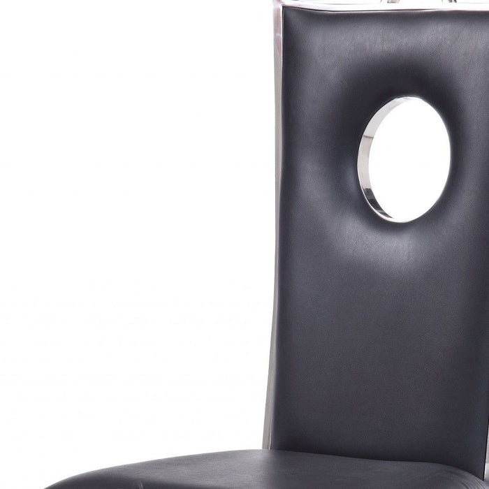 Upholstered Faux Leather Dining Chairs (Set of 2) - Black