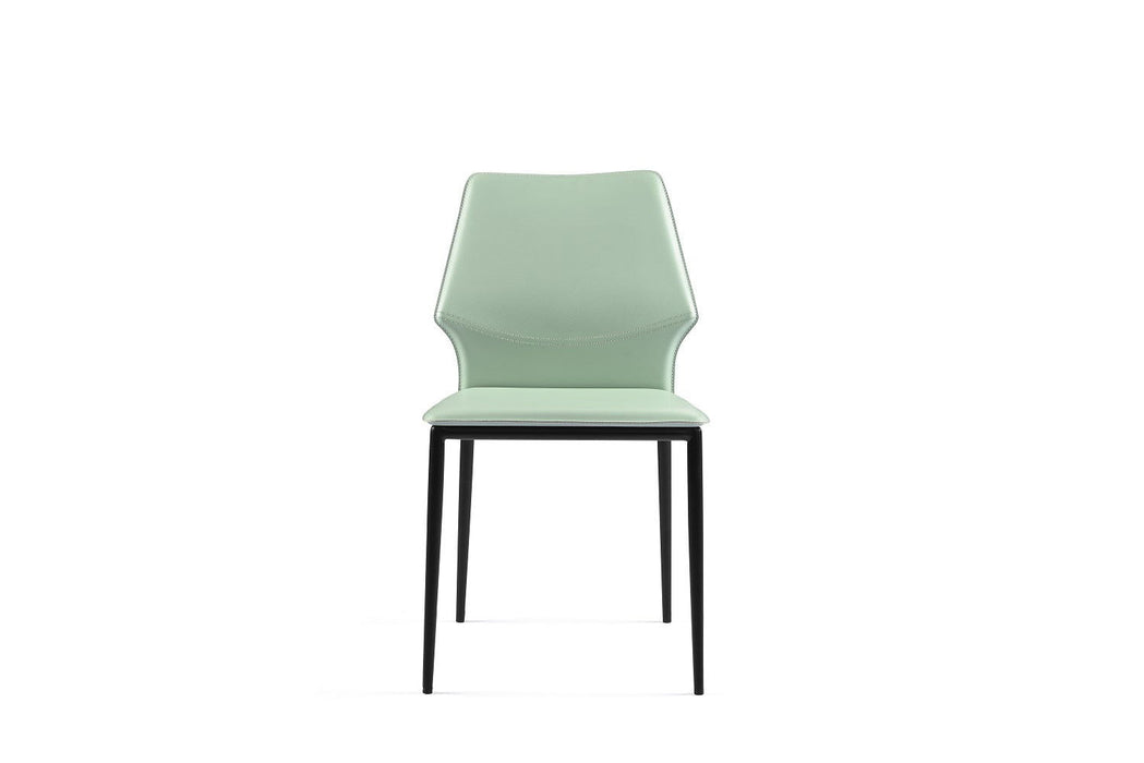 Light Upholstered Faux Leather Dining Side Chairs (Set of 4) - Green / Black