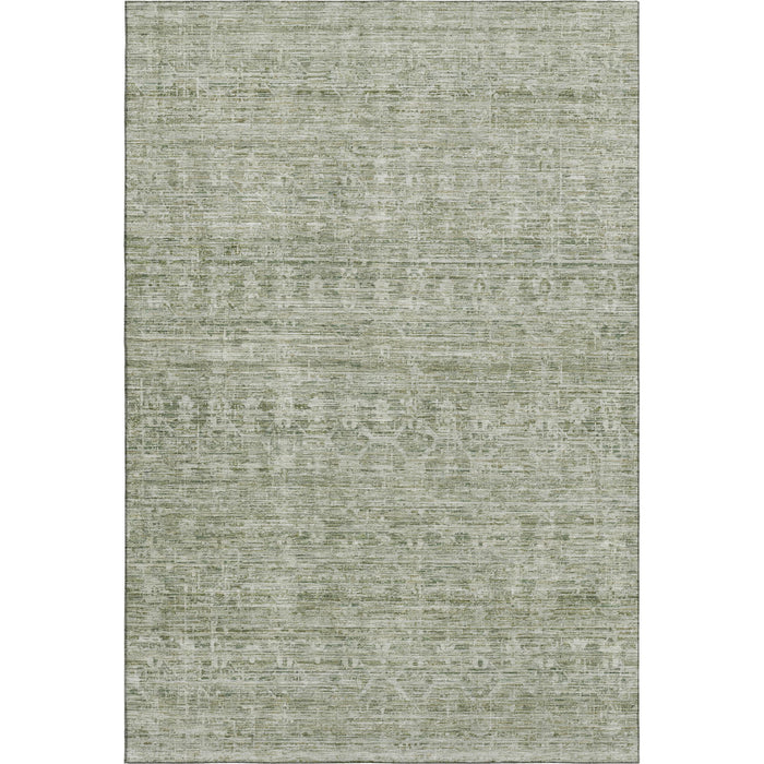 10' X 14' Striped Washable Area Rug With UV Protection (699975) - Sage / Beige