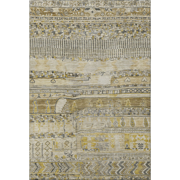 10' X 14' Striped Washable Area Rug With UV Protection (705203) - Brown / Beige / Gray