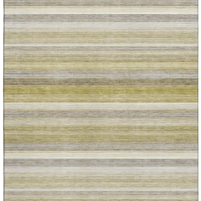 9' X 12' Striped Washable Area Rug With UV Protection (648063) - Wheat / Gray / Ivory