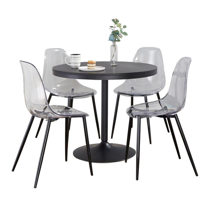 Dakota - Clara 5 Piece Dining Set - Black Metal, Black Wood, Clear Acrylic