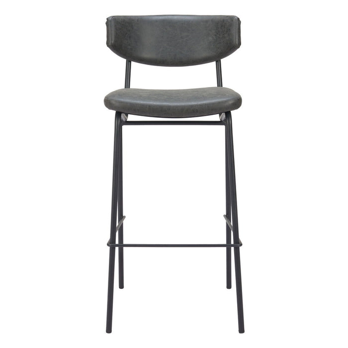 26" Faux Leather Low Back Counter Height Bar Chairs (Set of 2) - Black