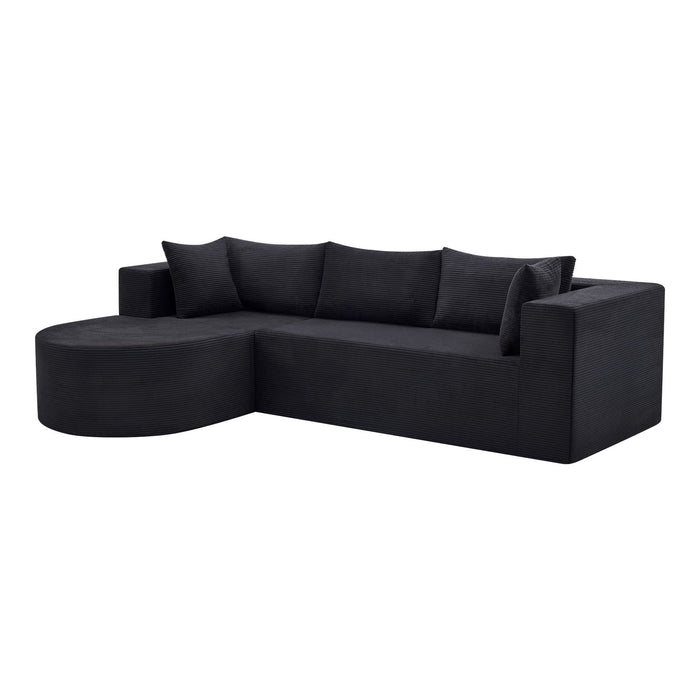 Corduroy Modular Sofa Chaise With Toss Pillows (723851) - Black