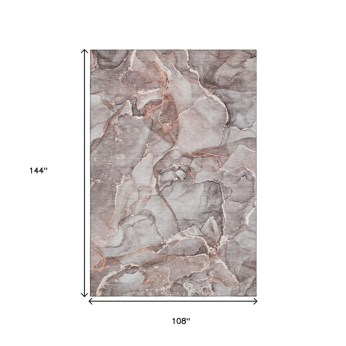 9' X 12' Abstract Washable Area Rug With UV Protection (647265) - Gray / Ivory