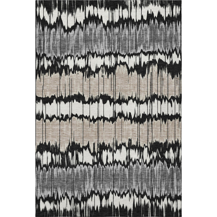 10' X 14' Striped Washable Area Rug With UV Protection - Black And Brown