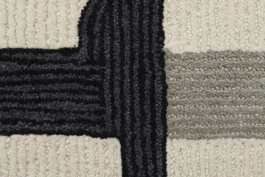 9' x 12' Wool Abstract Hand Tufted Modern Area Rug - Gray And Ivory