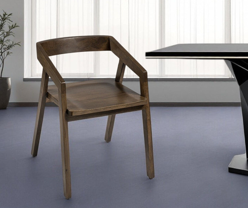 Wood Open Back Arm Chairs (Set of 2) - Brown
