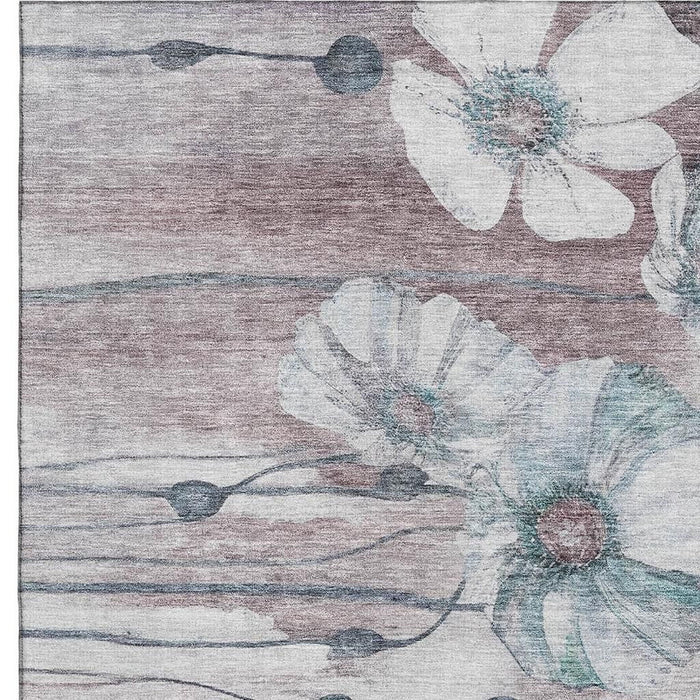 10' X 14' Floral Washable Area Rug With UV Protection (657329) - Teal / Mauve / Ivory