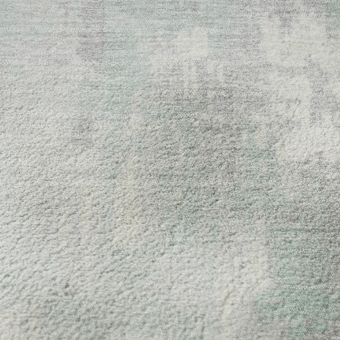 10' X 14' Abstract Washable Area Rug With UV Protection (705401) - Mint Green / Ivory