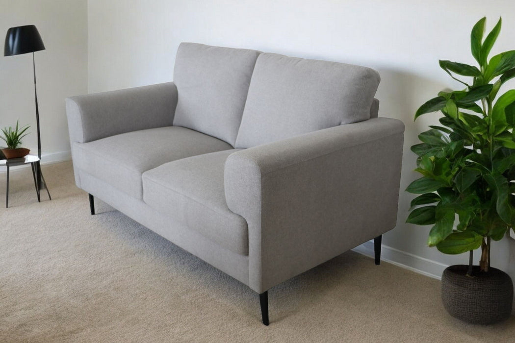 Linen Loveseat - Light Gray / Black