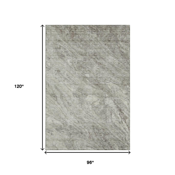 8' X 10' Abstract Washable Area Rug With UV Protection (653474) - Taupe / Ivory