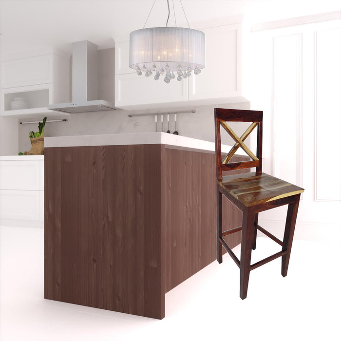 30" Solid Wood Bar Height Bar Chair - Brown