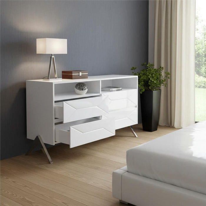 Four Drawer Double Dresser - White