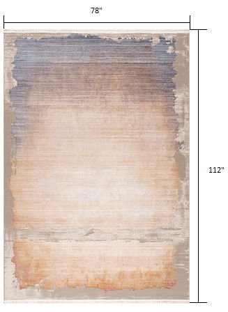 7' x 9' Abstract Non Skid Area Rug - Beige And Blue