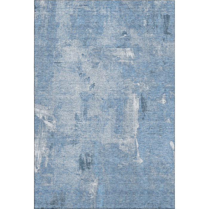 10' X 14' Abstract Washable Area Rug With UV Protection (677993) - Denim Blue / Ivory