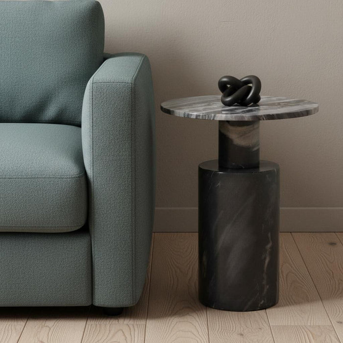 Stone And Wood Tray Table - Gray