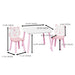 Pink and white wooden toddler table and chair set by Giga, featuring animal backrests for a child-friendly play area.
