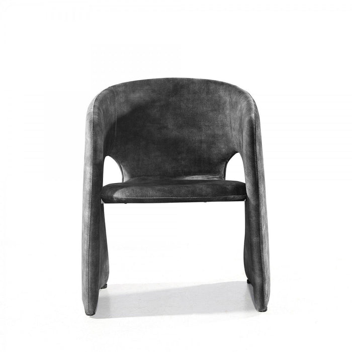 Velvet Solid Color Barrel Chair - Dark Gray