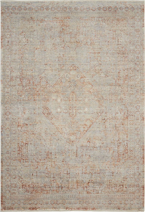 5' X 8' Floral Non Skid Area Rug With Fringe (550299) - Brick Red / Gray / Cream