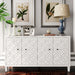 White wash Giga accent sideboard with four wooden doors, ideal for living room, entryway, or dining room storage.